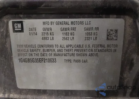 2014 Buick Lacrosse из США, поврежденный, VIN 1G4GA5GR4EF162775